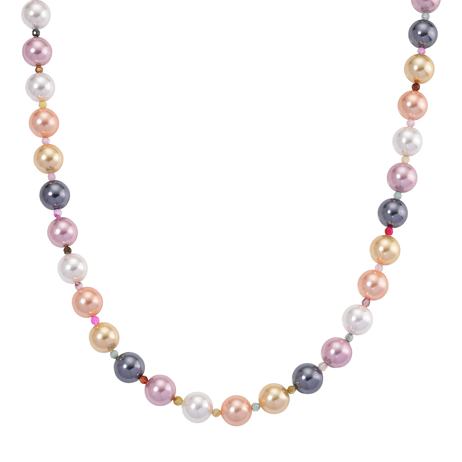 Multi Color Shell Pearl & Multi Gemstones Necklace (Size 20 - 2 Ext) 349.00 Ct.