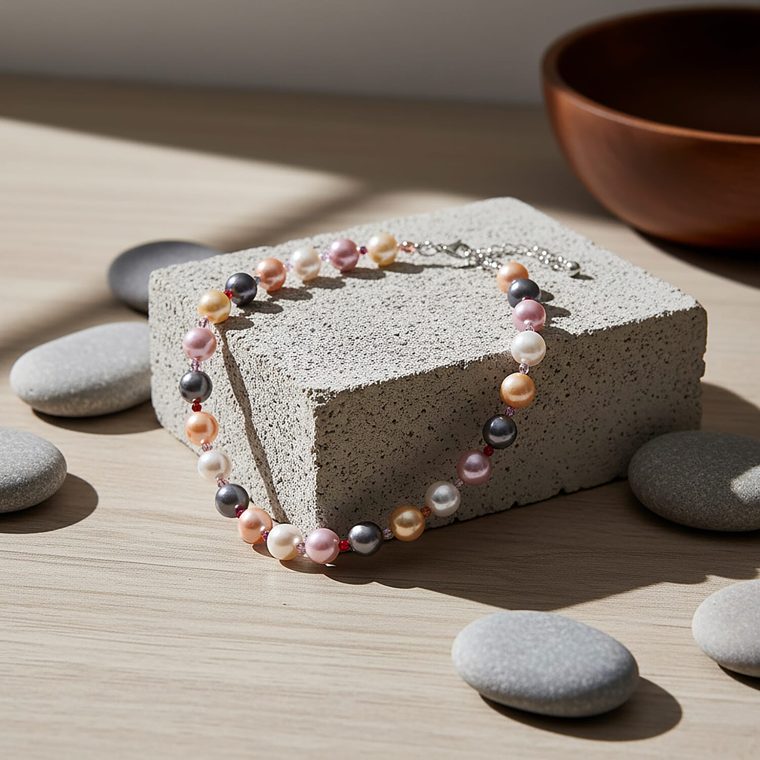 Multi Color Shell Pearl & Multi Gemstones Necklace (Size 20 - 2 Ext) 349.00 Ct.