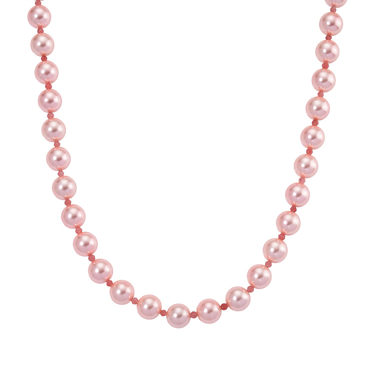 Pink Shell Pearl & Strawberry Quartz Necklace (Size 20 - 2 Ext) 349.00 Ct.