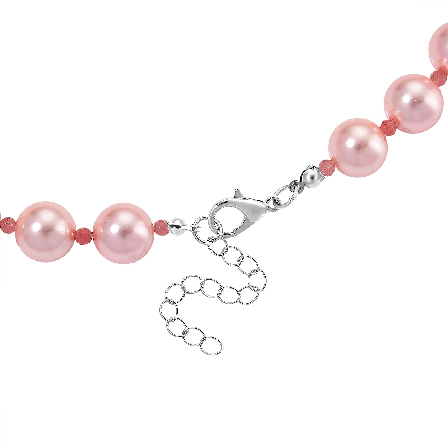 Pink Shell Pearl & Strawberry Quartz Necklace (Size 20 - 2 Ext) 349.00 Ct.