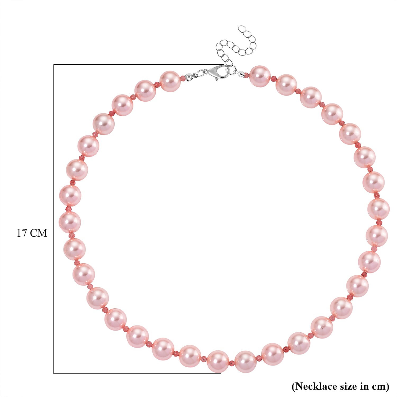 Pink Shell Pearl & Strawberry Quartz Necklace (Size 20 - 2 Ext) 349.00 Ct.
