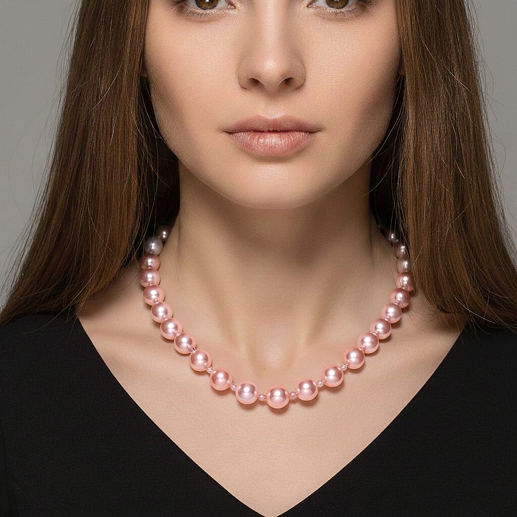 Pink Shell Pearl & Strawberry Quartz Necklace (Size 20 - 2 Ext) 349.00 Ct.