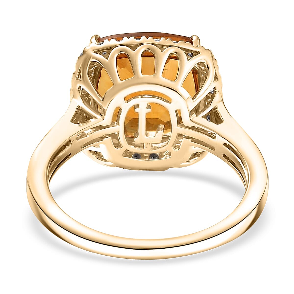 Luxuriant 10K Yellow Gold AAA Madeira Citrine, Lab Grown Diamond GH, SI Main Stone With Side Stone Ring, Gold Wt.3.52 Gms  6.535  Ct.