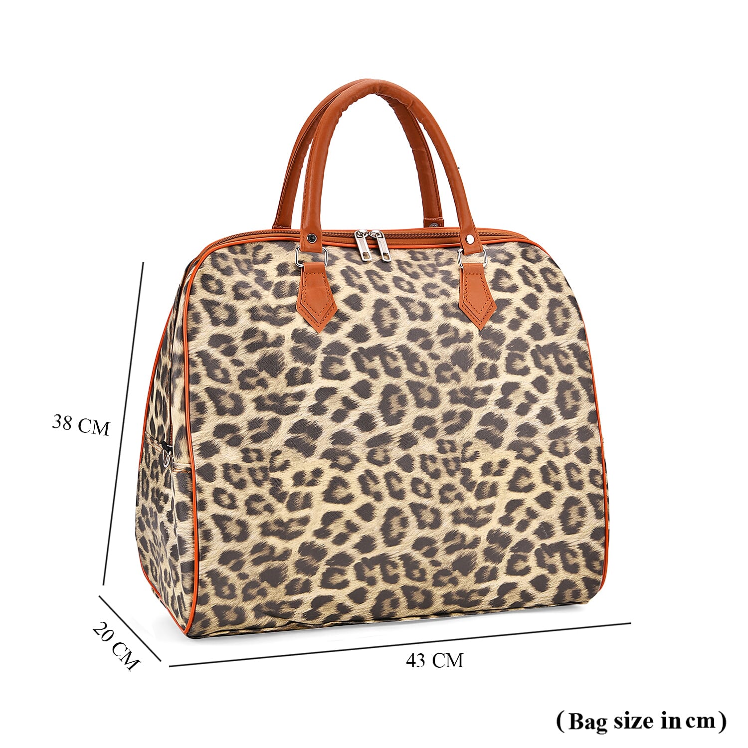 Leopard Pattern Tote Bag with Handle Drop & Detachable Shoulder Strap - Two Tone