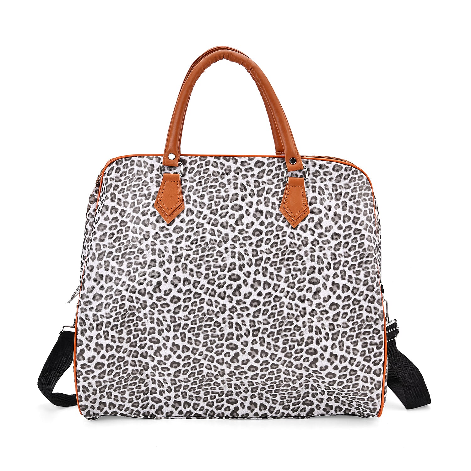 Leopard Pattern Tote Bag with Handle Drop & Detachable Shoulder Strap - Grey