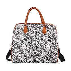 Leopard Pattern Tote Bag with Handle Drop & Detachable Shoulder Strap - Grey