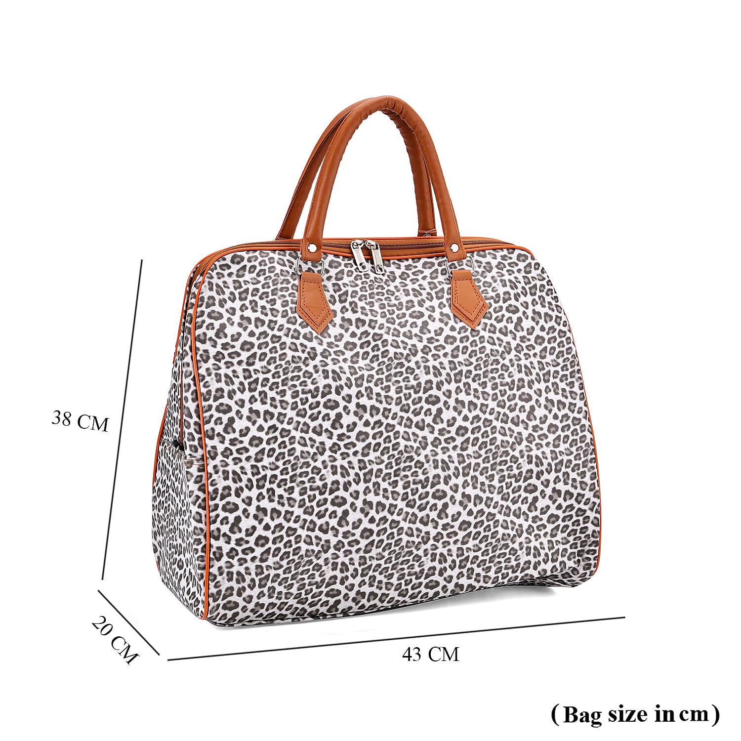 Leopard Pattern Tote Bag with Handle Drop & Detachable Shoulder Strap - Grey
