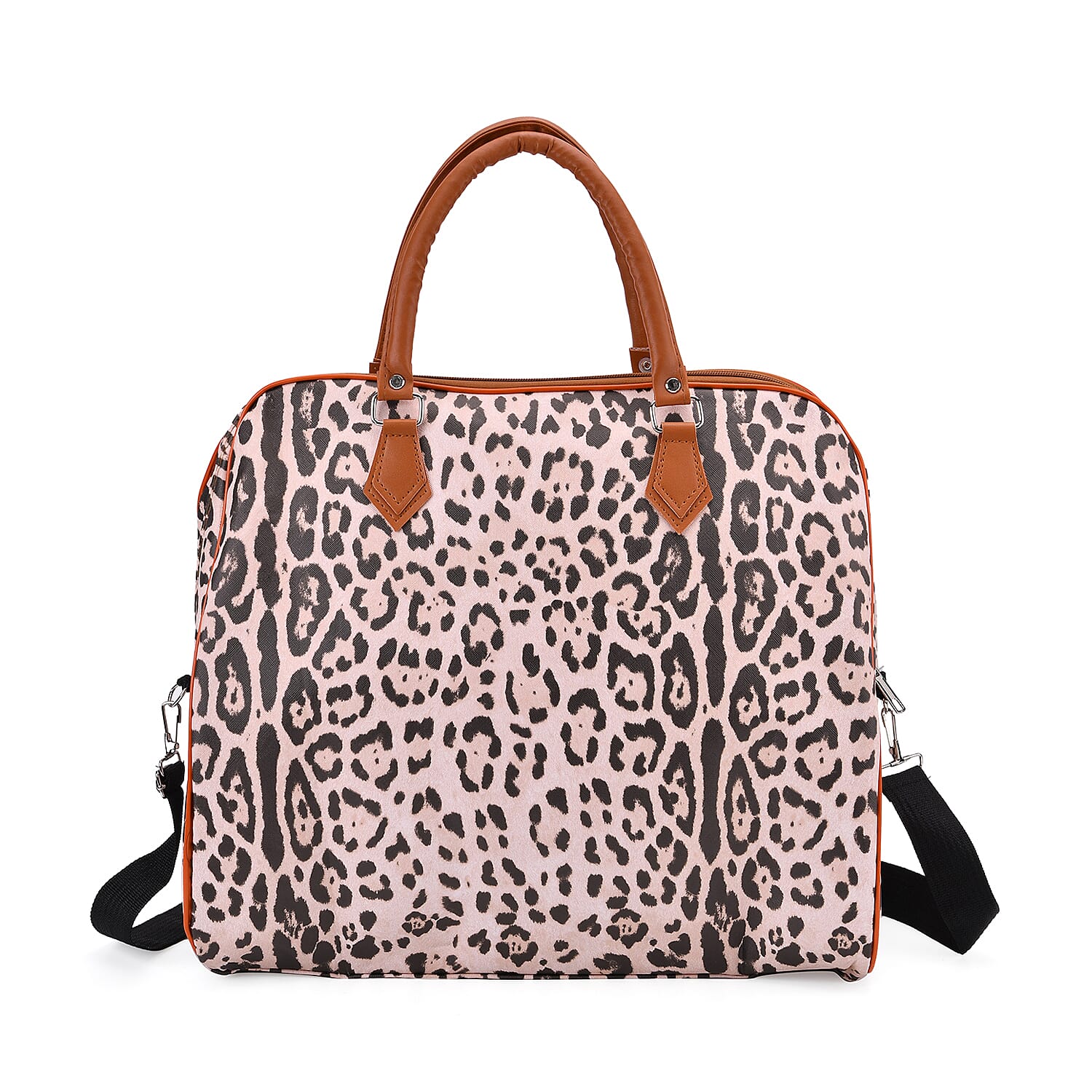 Snake Pattern Tote Bag with Handle Drop & Detachable Shoulder Strap - Peach