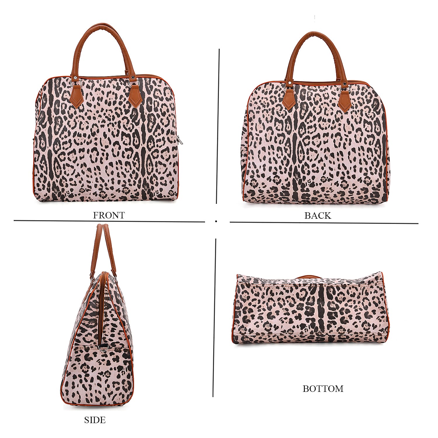 Snake Pattern Tote Bag with Handle Drop & Detachable Shoulder Strap - Peach