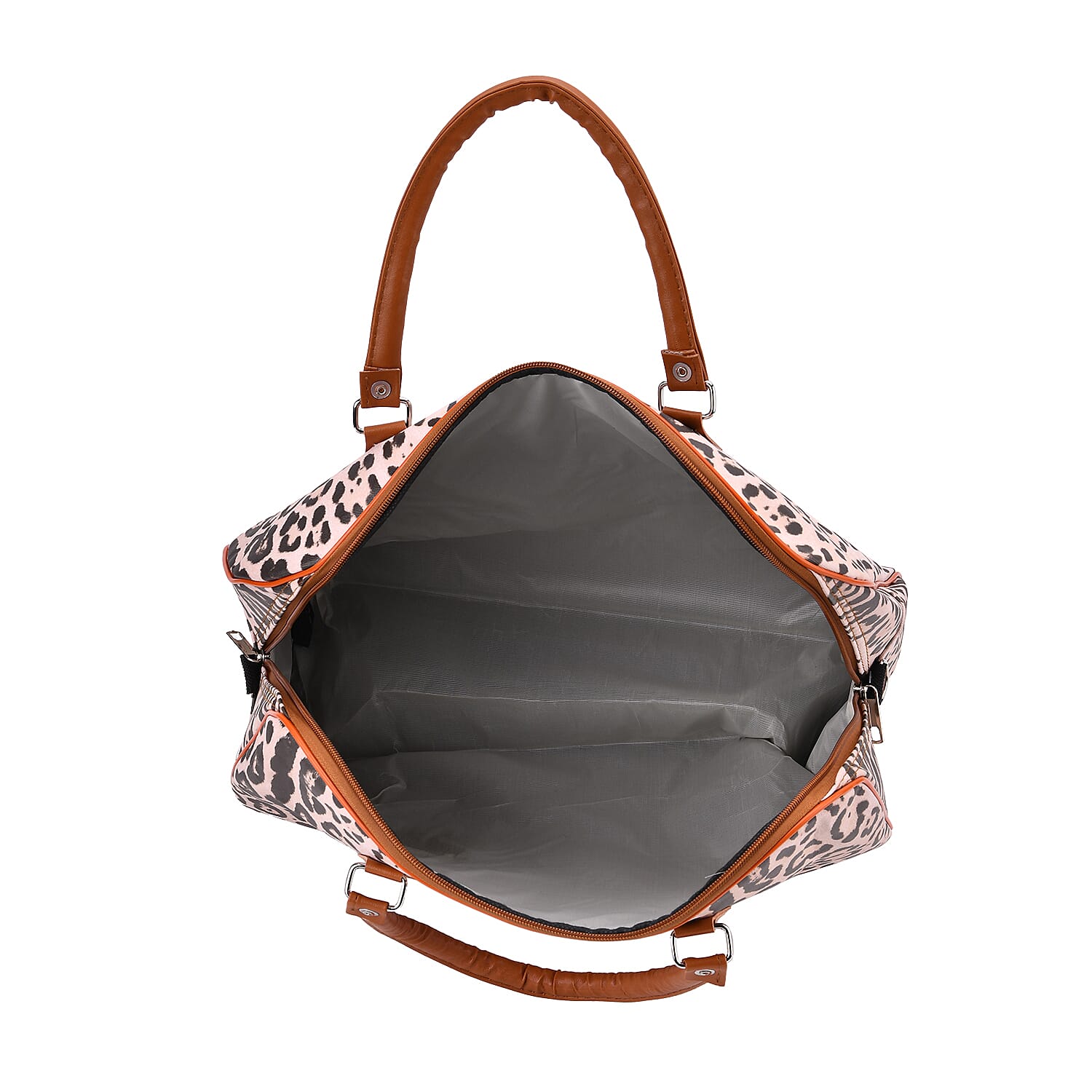 Snake Pattern Tote Bag with Handle Drop & Detachable Shoulder Strap - Peach