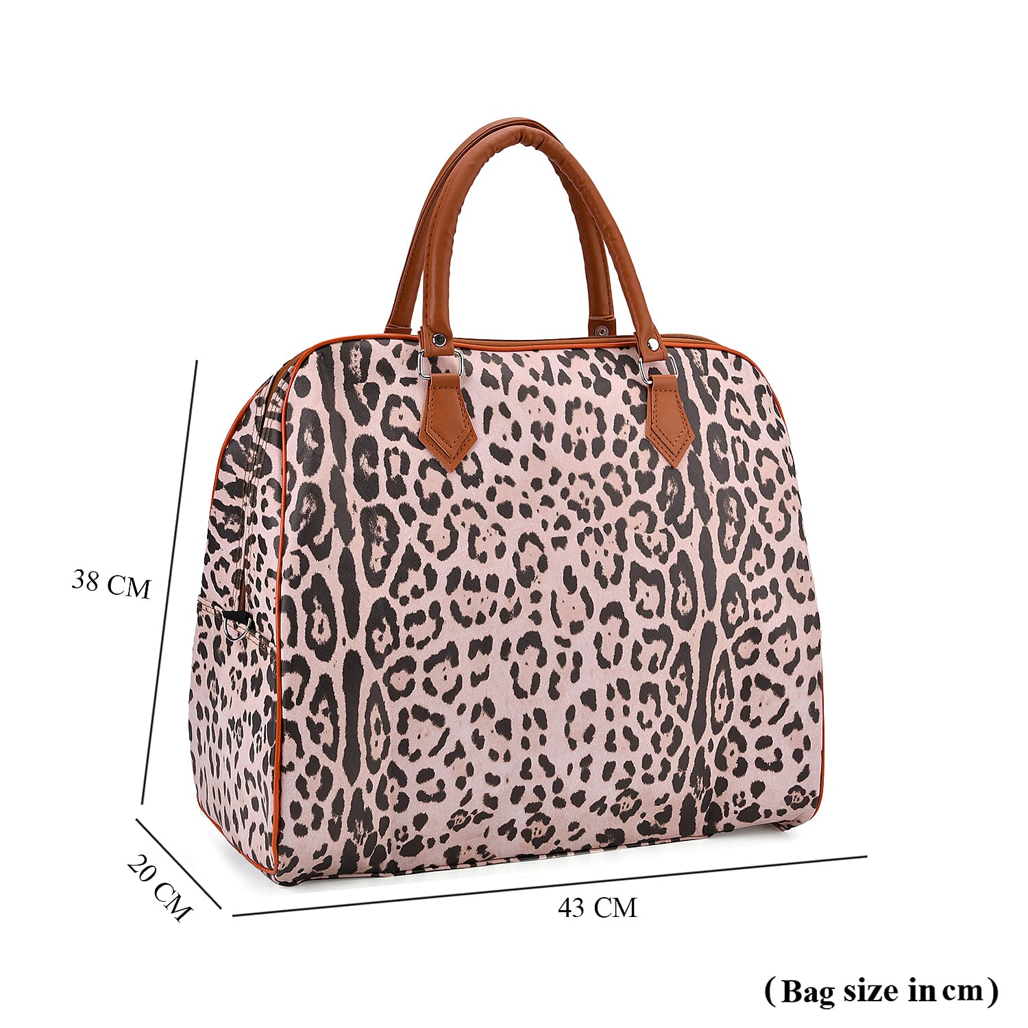 Snake Pattern Tote Bag with Handle Drop & Detachable Shoulder Strap - Peach