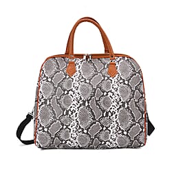 Snake Pattern Tote Bag with Handle Drop & Detachable Shoulder Strap - Peach