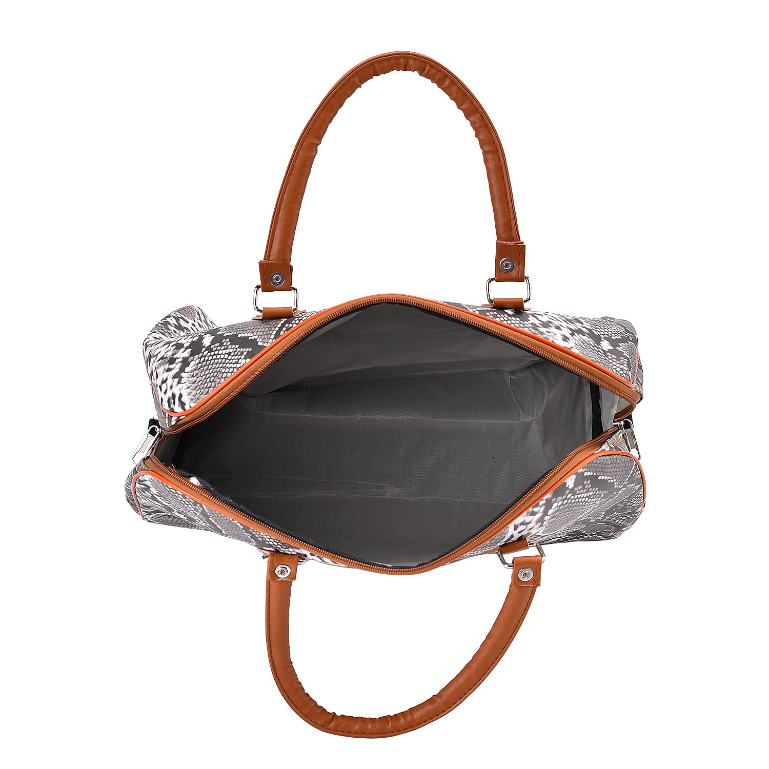 Snake Pattern Tote Bag with Handle Drop & Detachable Shoulder Strap - Grey