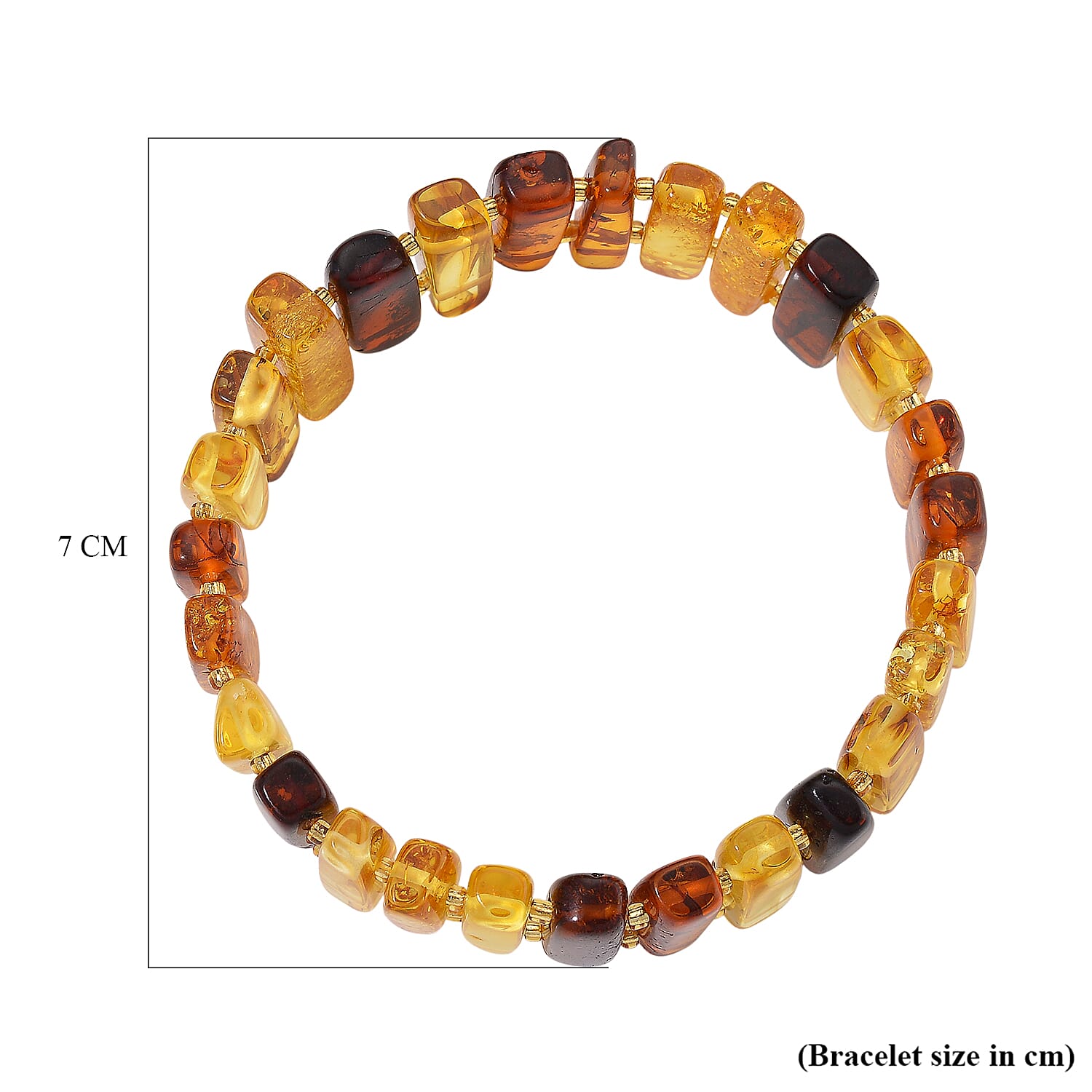 AAA Multi Color Amber Adjustable Bracelet (Size - 7.5 Strechable) 70.00 Ct.