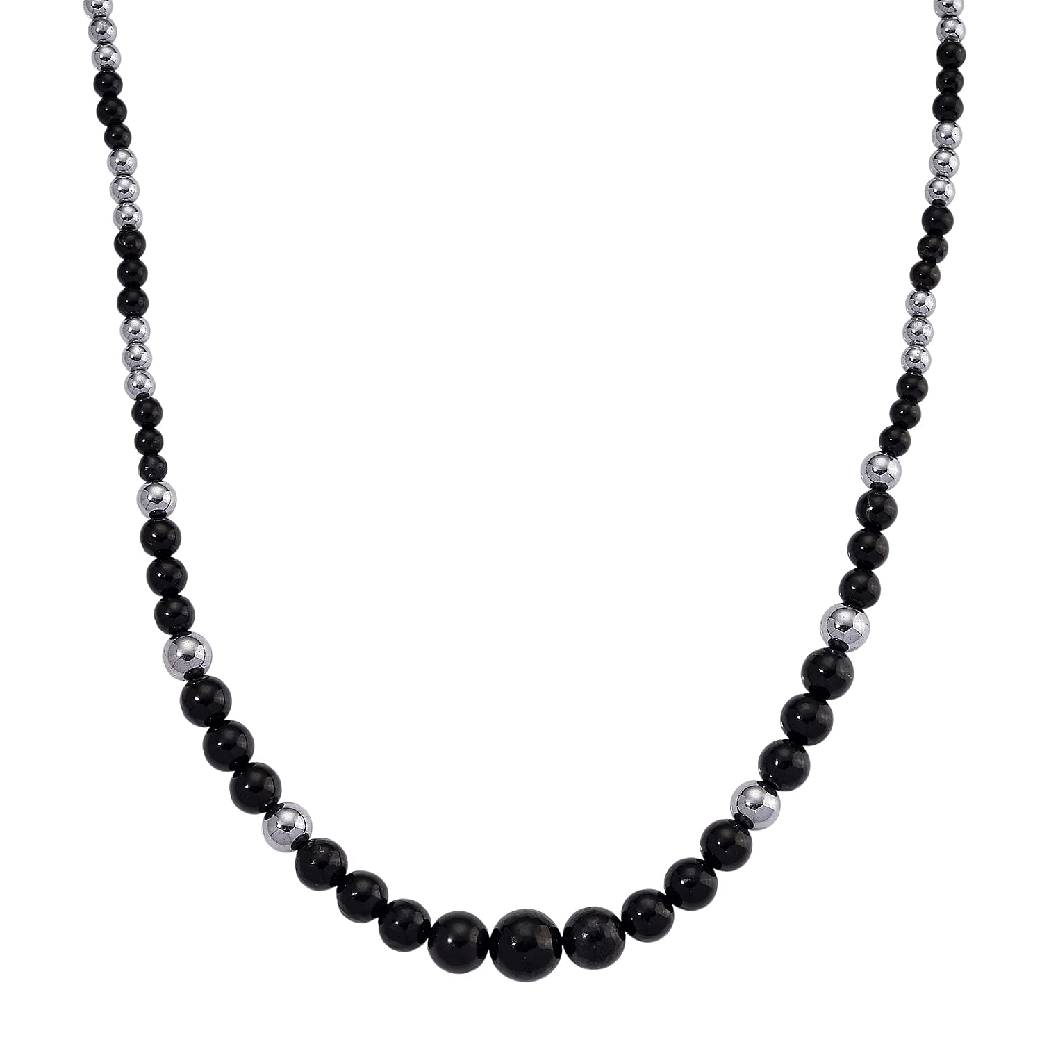 Natural Shungite & Hematite Necklace (Size - 20) With Magnetic Clasp 300.00 Ct.