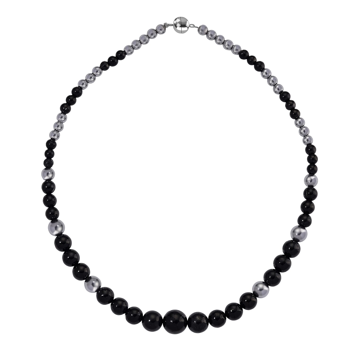 Natural Shungite & Hematite Necklace (Size - 20) With Magnetic Clasp 300.00 Ct.