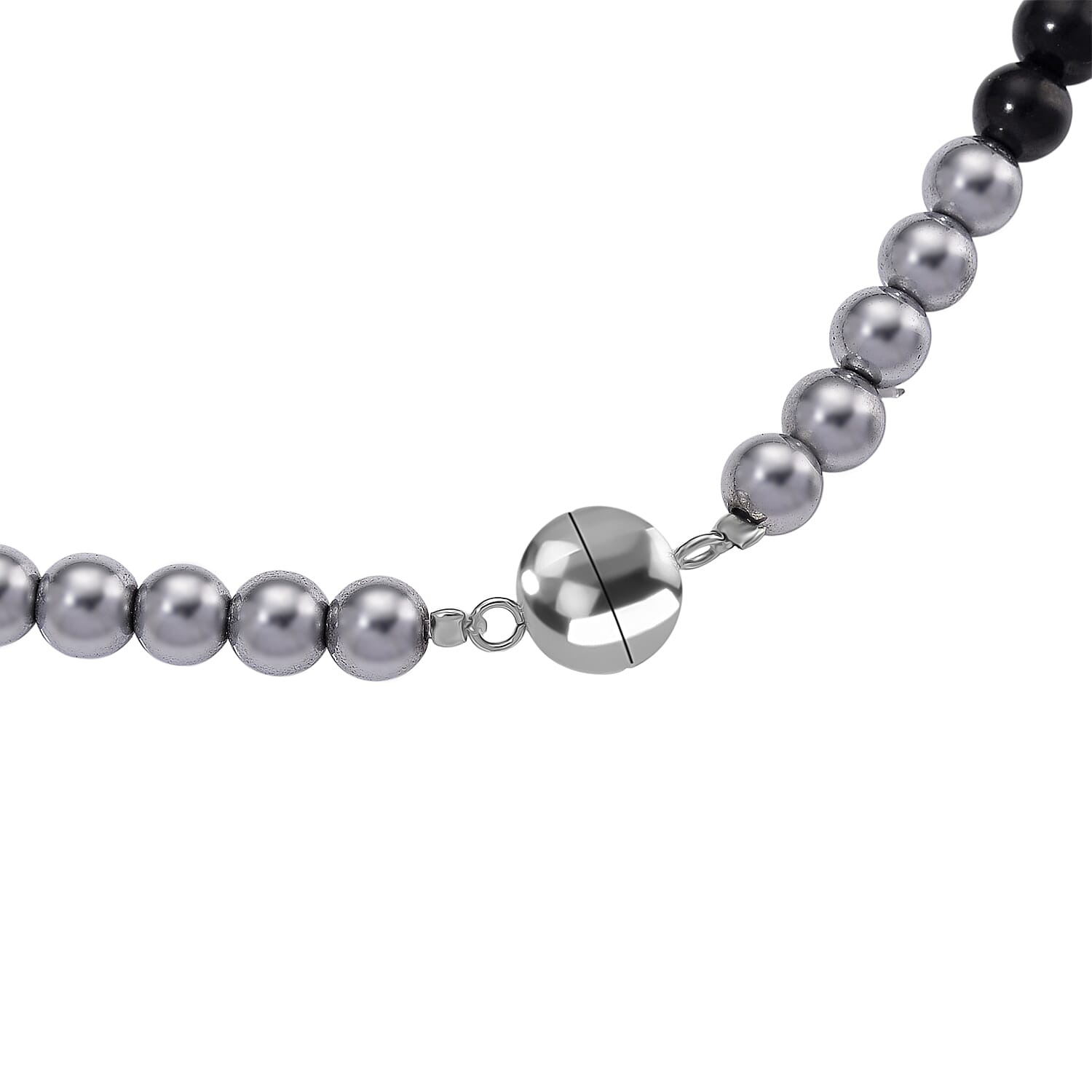 Natural Shungite & Hematite Necklace (Size - 20) With Magnetic Clasp 300.00 Ct.