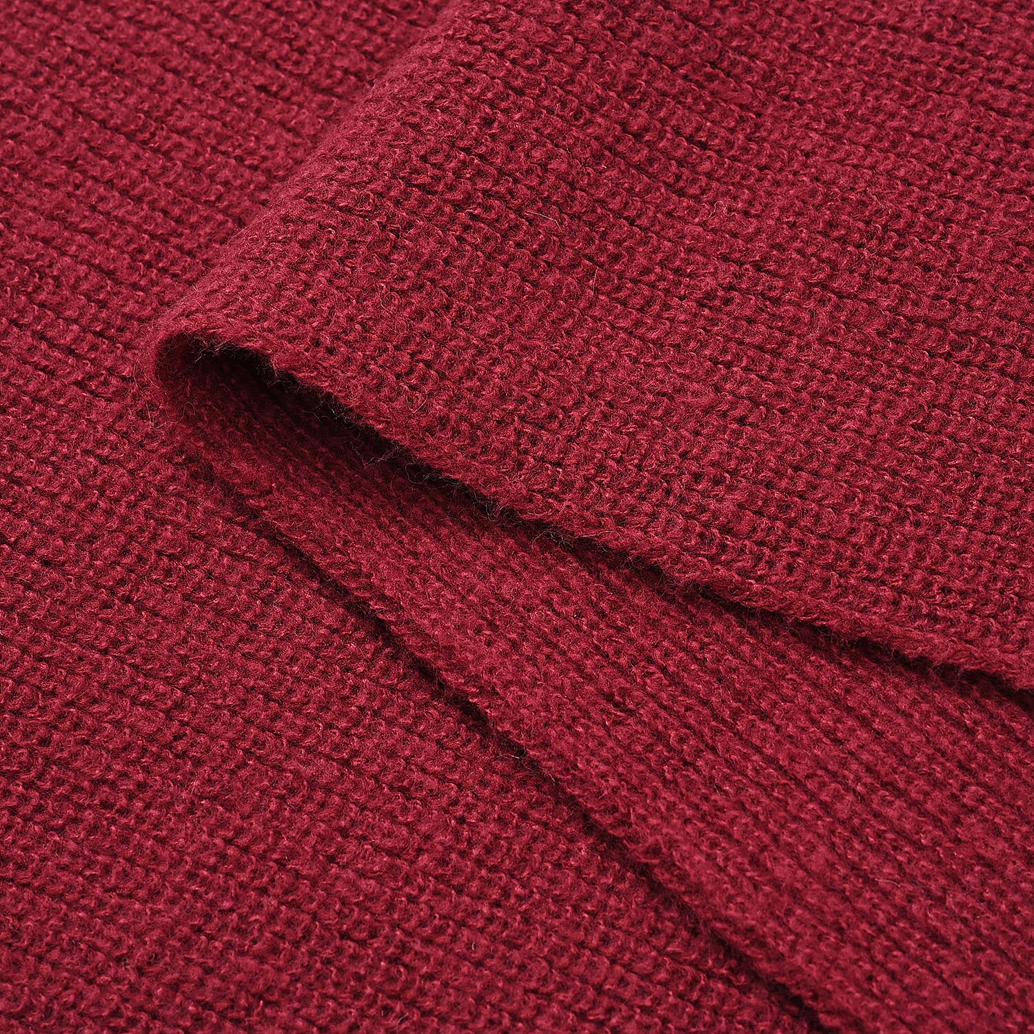 Designer Closeout Deal - Scarf with Colourful Button Accents - Burgundy