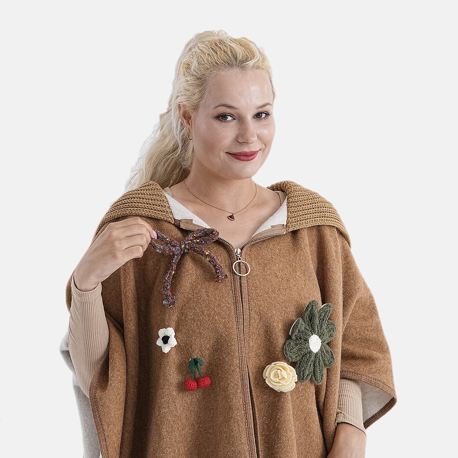 5-Piece Hand-Knitted Crochet Brooches (One Size) - Multicolour