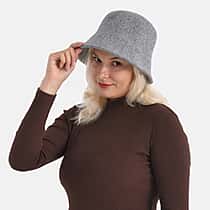 Classic Wool Bucket Hat for Ladies - Grey