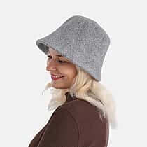 Classic Wool Bucket Hat for Ladies - Grey
