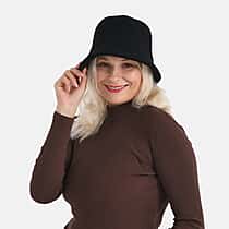 Classic Wool Bucket Hat for Ladies - Black