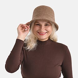 Classic Wool Bucket Hat for Ladies - Brown