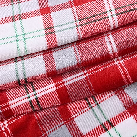Hush Haven Check Blanket (Size 200x1 cm) - Red White & Red Black