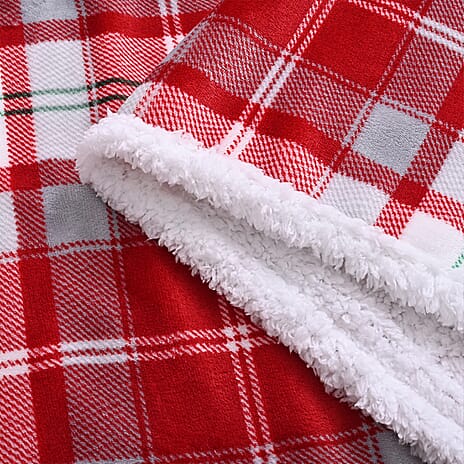 Hush Haven Check Blanket (Size 200x1 cm) - Red White & Red Black