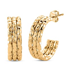 Half Hoop Earring with Push Back in Yellow Gold Colour Tone