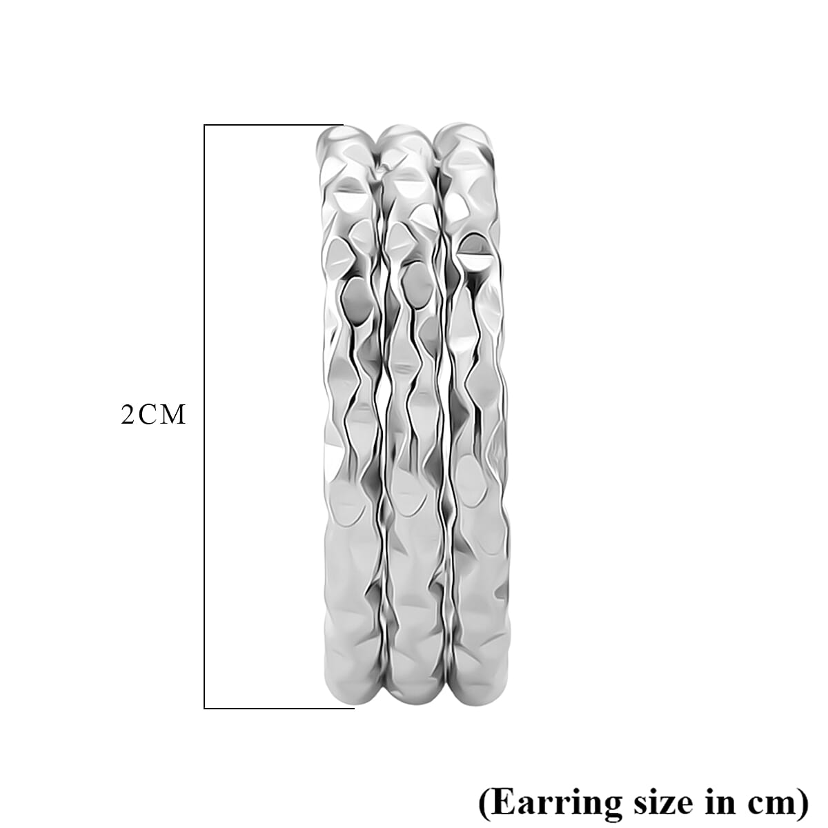 Designer Inspired - Half Hoop Earring with Push Back in Silver Tone