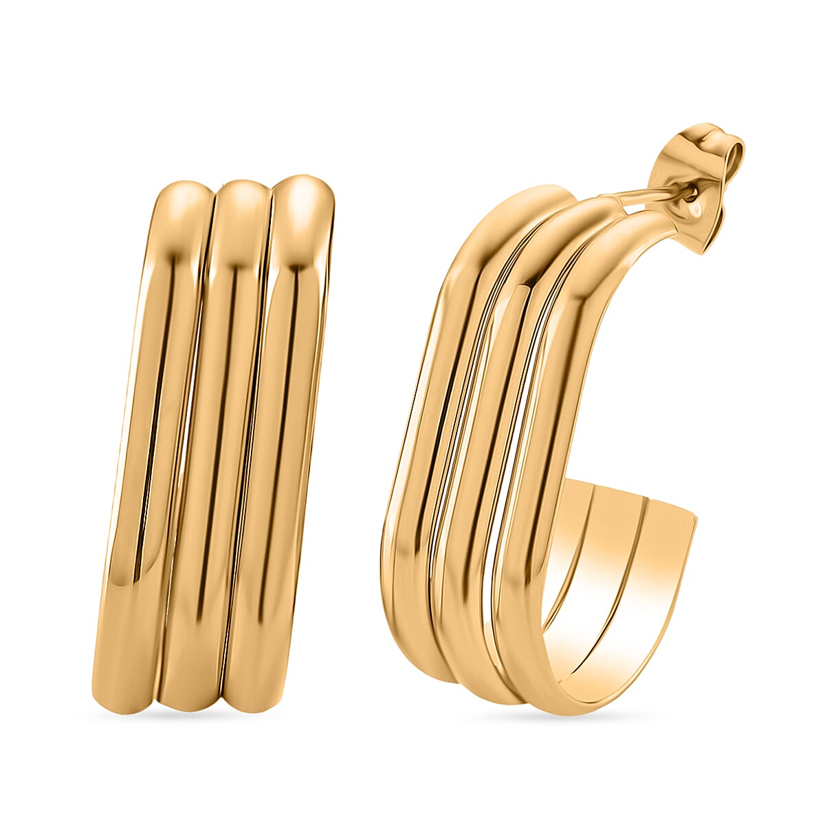 One Time Deal - Earrings with Push Back in Yellow Gold Tone
