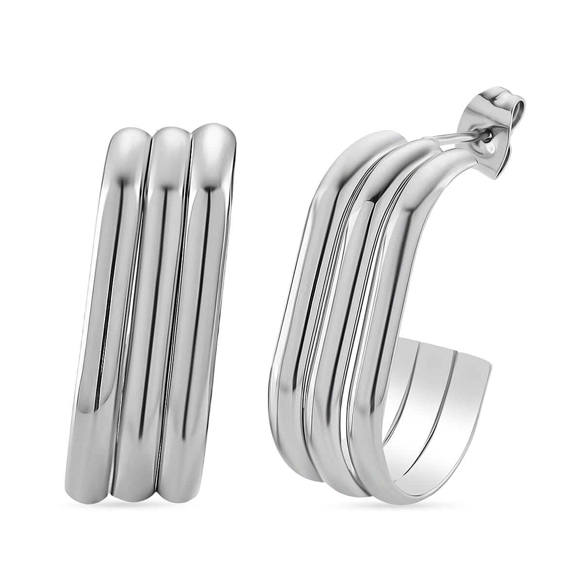 One Time Deal - Earrings with Push Back in Silver Tone