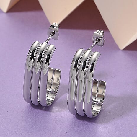 One Time Deal - Earrings with Push Back in Silver Tone