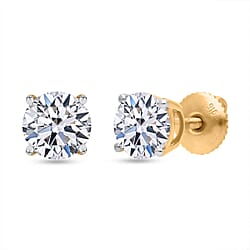 LUXURIANT 2 Ct. Lab Grown Diamond Solitaire Stud Earring with Screw Back in 22K Yellow Gold IGI Certified IF-D