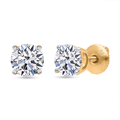Luxuriant 22K Yellow Gold IF-D Lab Grown Diamond IGI Certified Earring with Screw Back 2.04 Ct.