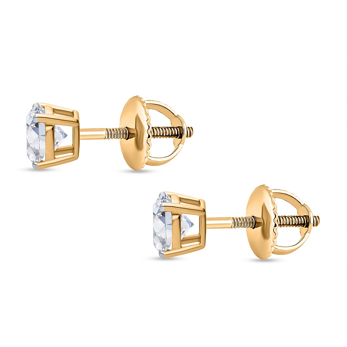 Luxuriant 22K Yellow Gold IF-D Lab Grown Diamond IGI Certified Earring with Screw Back 2.04 Ct.