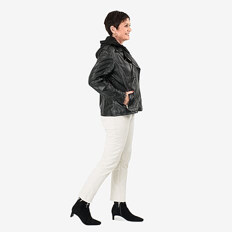 Valissiere Hooded Leather Jacket (Size XXL) - Black