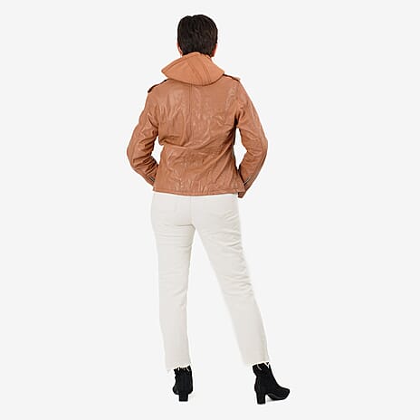 Valissiere Hooded Leather Jacket (Size XL) - Brown