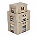 Set of 3- Foldable Oxford Fabric Storage Box with 3 window - Light Yellow