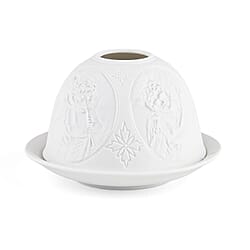 LIVMORE Christmas Porcelain Tealight Candle Holder - Angel Pattern, 13-Color LED Light with Remote Control
