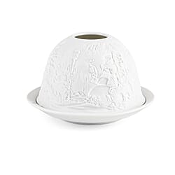 LIVMORE Christmas Porcelain Tealight Candle Holder - Angel Pattern, 13-Color LED Light with Remote Control