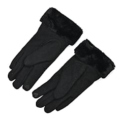 70 % Cashmere Blend Gloves with Ultra Soft Faux Fur Cuff (One Size) with Touch Screen Tech