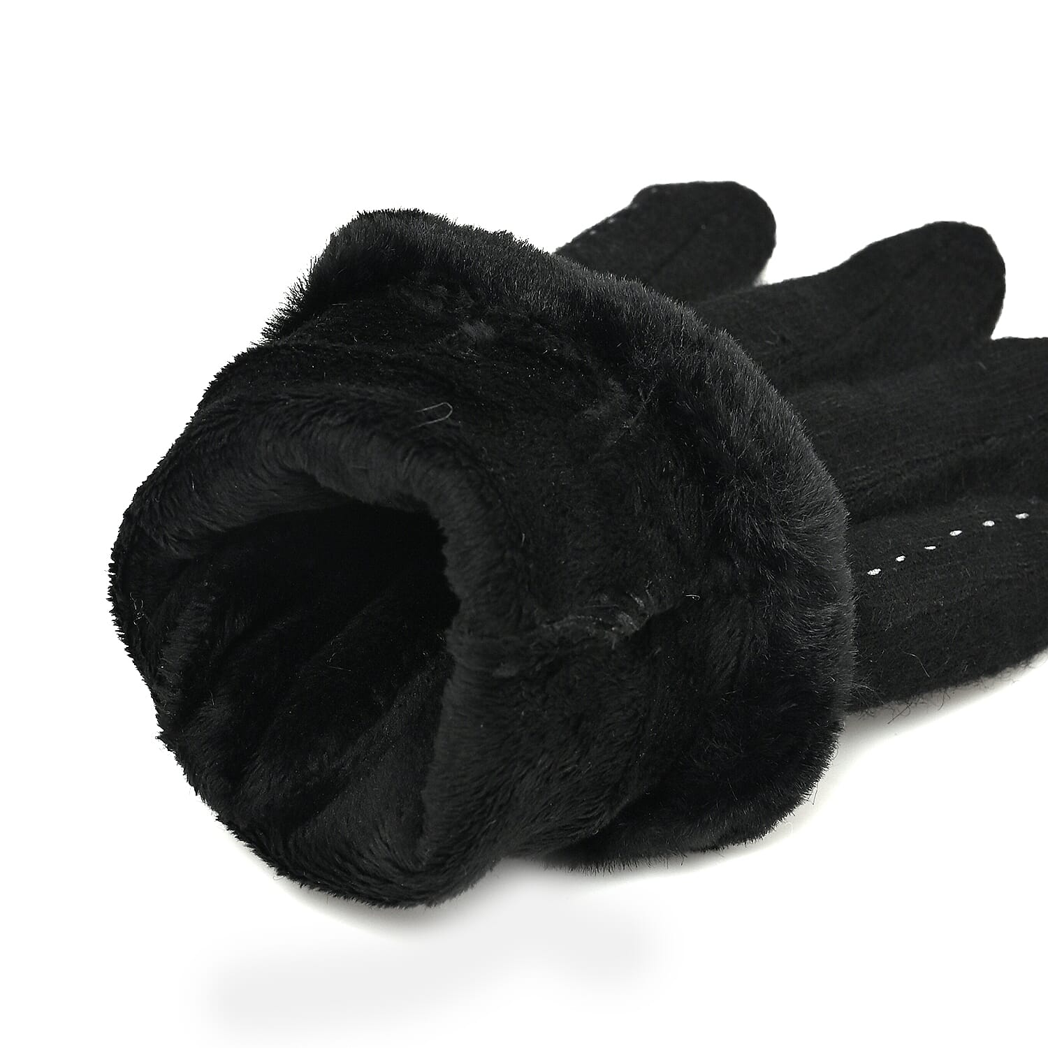 BRAND NEW -  70 % Cashmere Blend Gloves with Ultra soft Faux Fur Cuff (One Size) with touch screen tech - Black