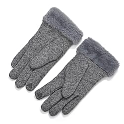 70 % Cashmere Blend Gloves with Ultra Soft Faux Fur Cuff (One Size) with Touch Screen Tech