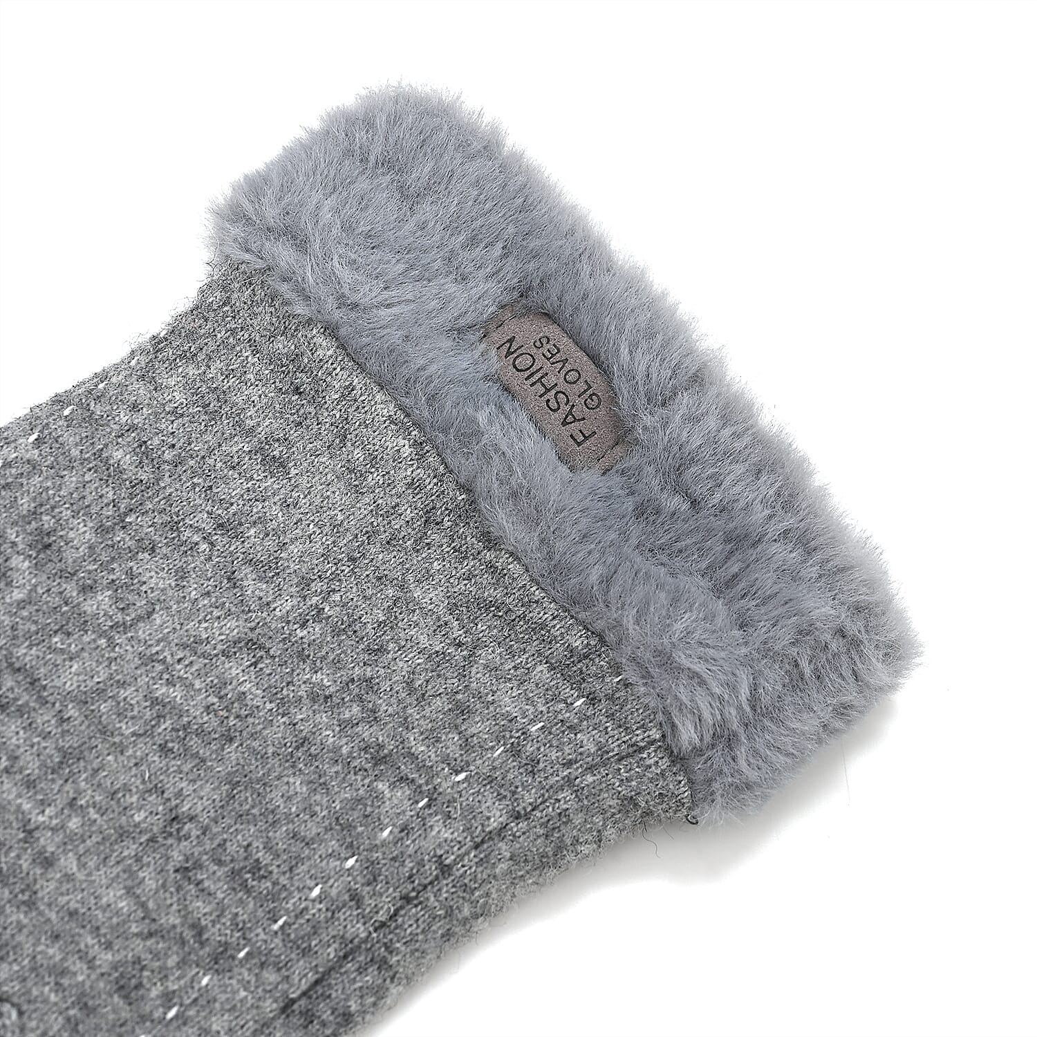 BRAND NEW -  70 % Cashmere Blend Gloves with Ultra soft Faux Fur Cuff (One Size) with touch screen tech - Grey