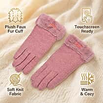 70 % Cashmere Blend Gloves with Ultra Soft Faux Fur Cuff (One Size) with Touch Screen Tech