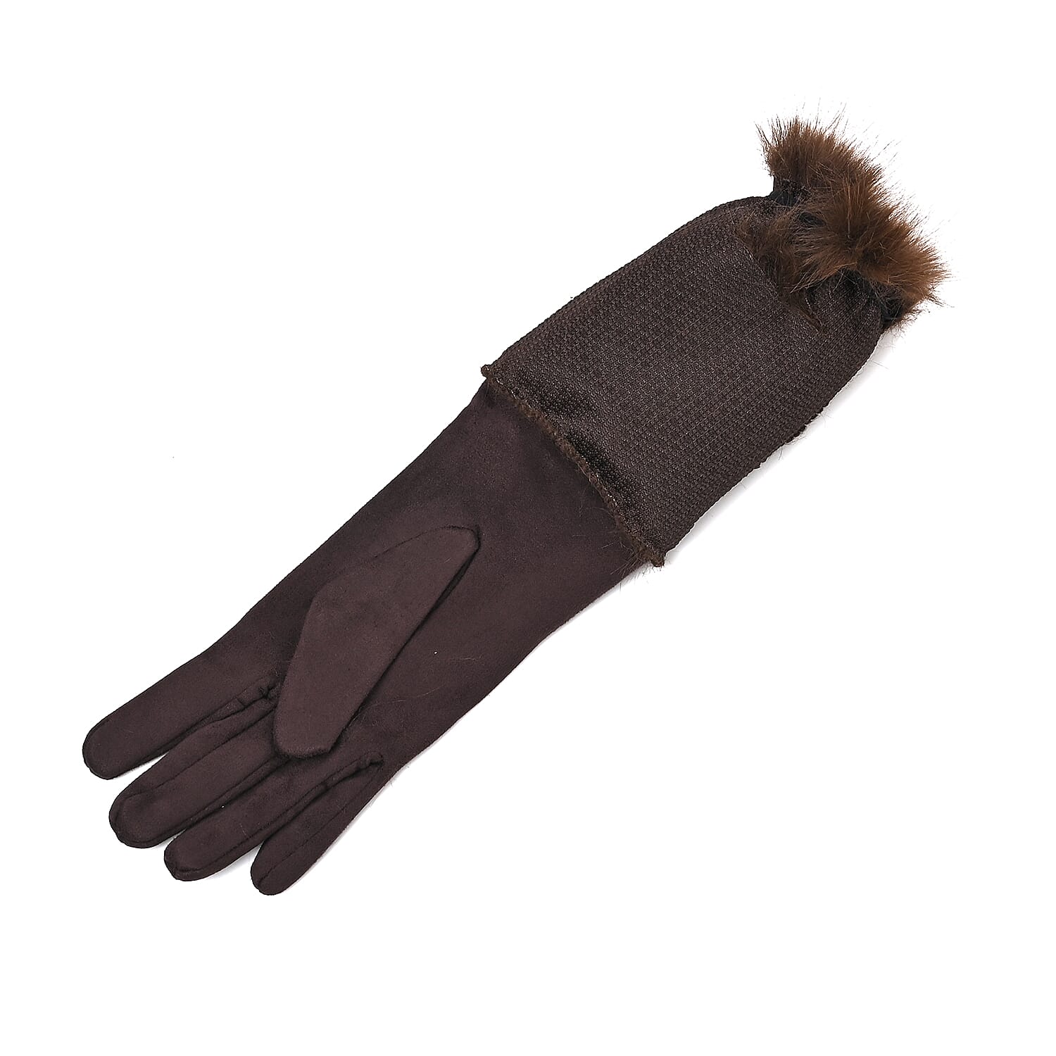 Designer Closeout - Winter Gloves with Faux Fur Cuff- Coffee