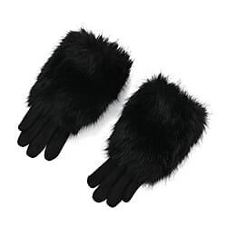 Designer Closeout - Women's Winter Gloves with Faux Fur Cuff