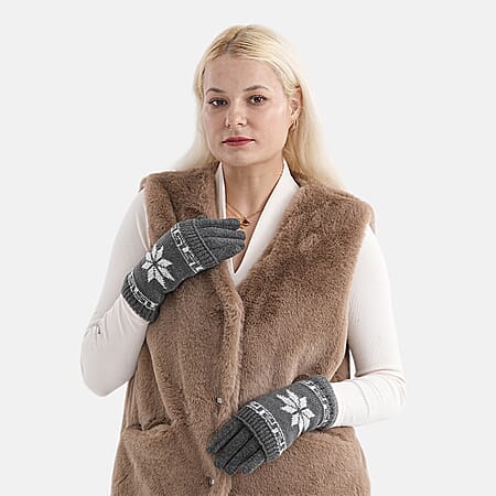 Two-in-One 5-finger Gloves and Fingerless Gloves - Grey